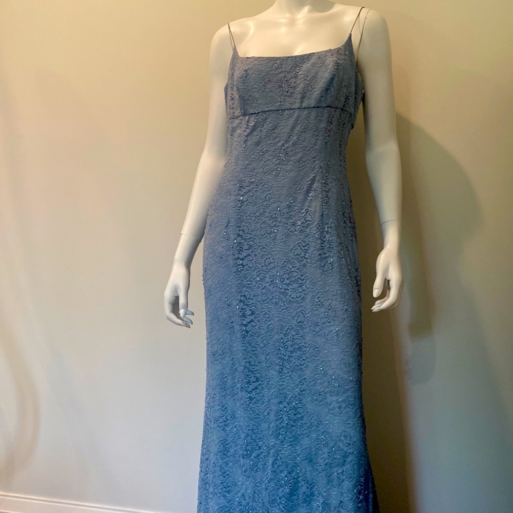 Carmen Marc Valvo light blue lace empire waist gown nwt sz 10